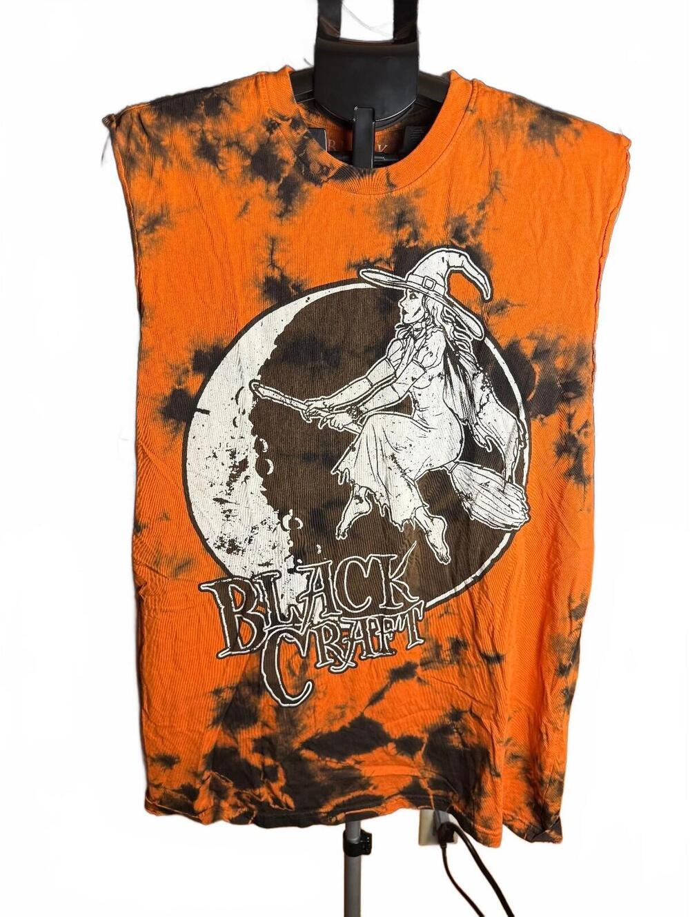 BlackCraft Orange Tie-Dye Sleeveless Witch Shirt sz XL gothic